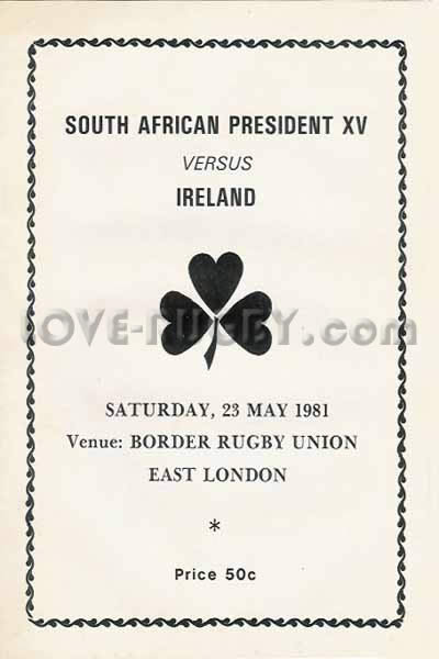 1981 President's Trophy XV v Ireland  Rugby Programme